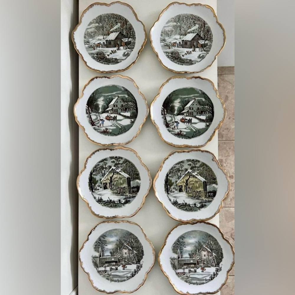 Eight 7”Currier and Ives Winter Collector Plates.